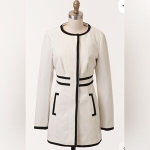 Tulle cream dress coat with black trim
